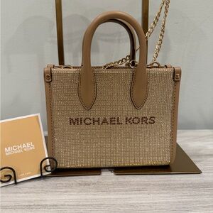 Michael Kors Gold and Tan Mini Bag